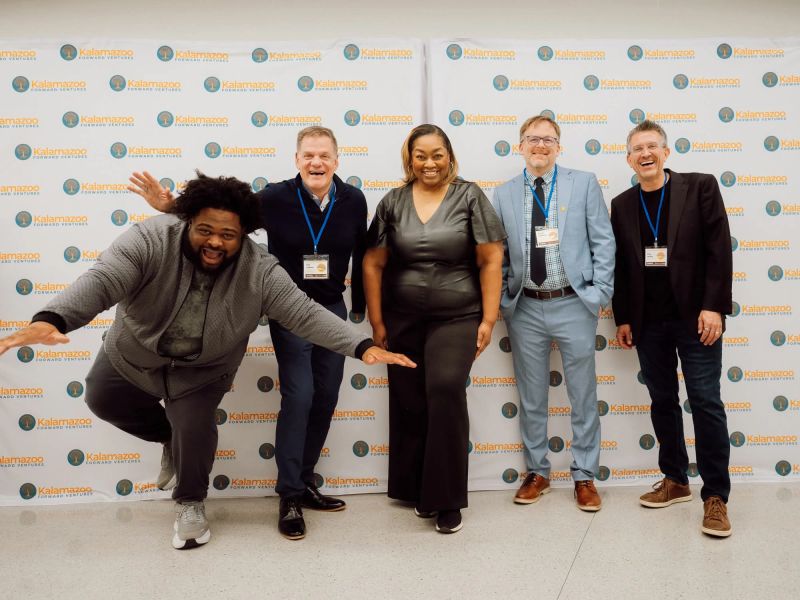 Johnnie Turnage (left) with partners at a Kalamazoo Forward Ventures event